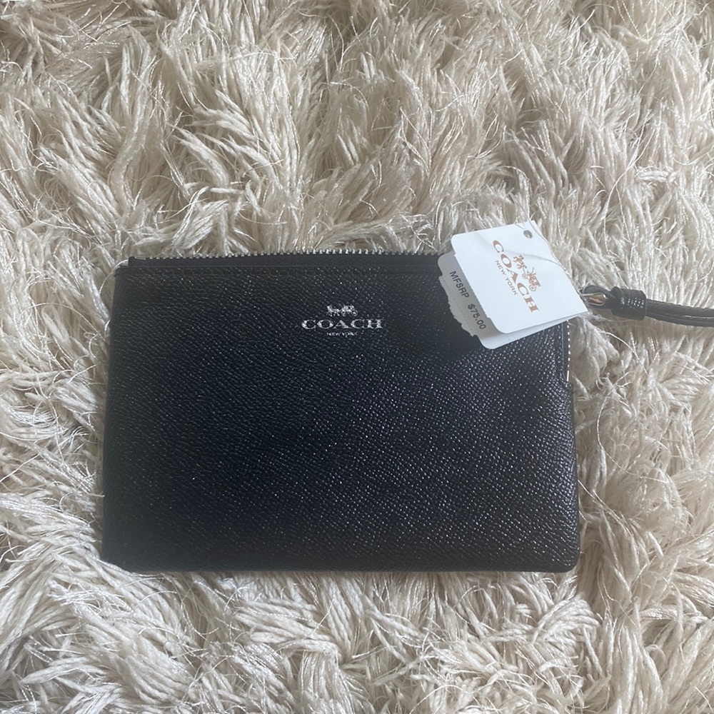 COACH Black glitter wristlet NWT